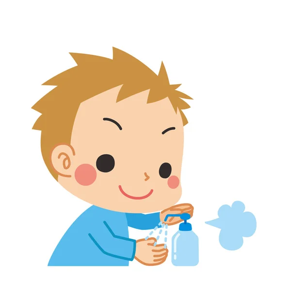 Illustration Little Child Washing His Hands — Stock Vector