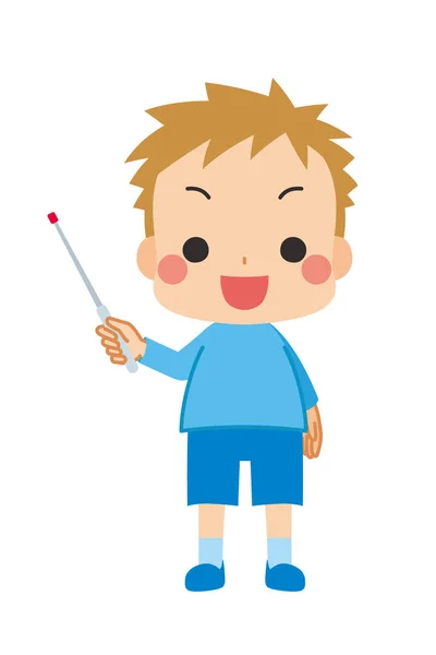 Illustrazione Bambino Piccolo Con Bastone Puntamento — Vettoriale Stock
