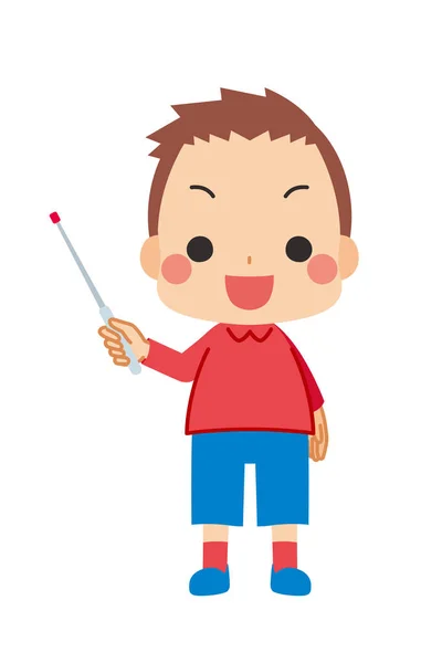 Illustration Eines Kleinen Kindes Mit Einem Spitzen Stock — Stockvektor