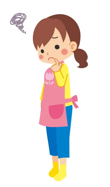 Illustration Worrying Child Care Worker Woman — Stock Vector