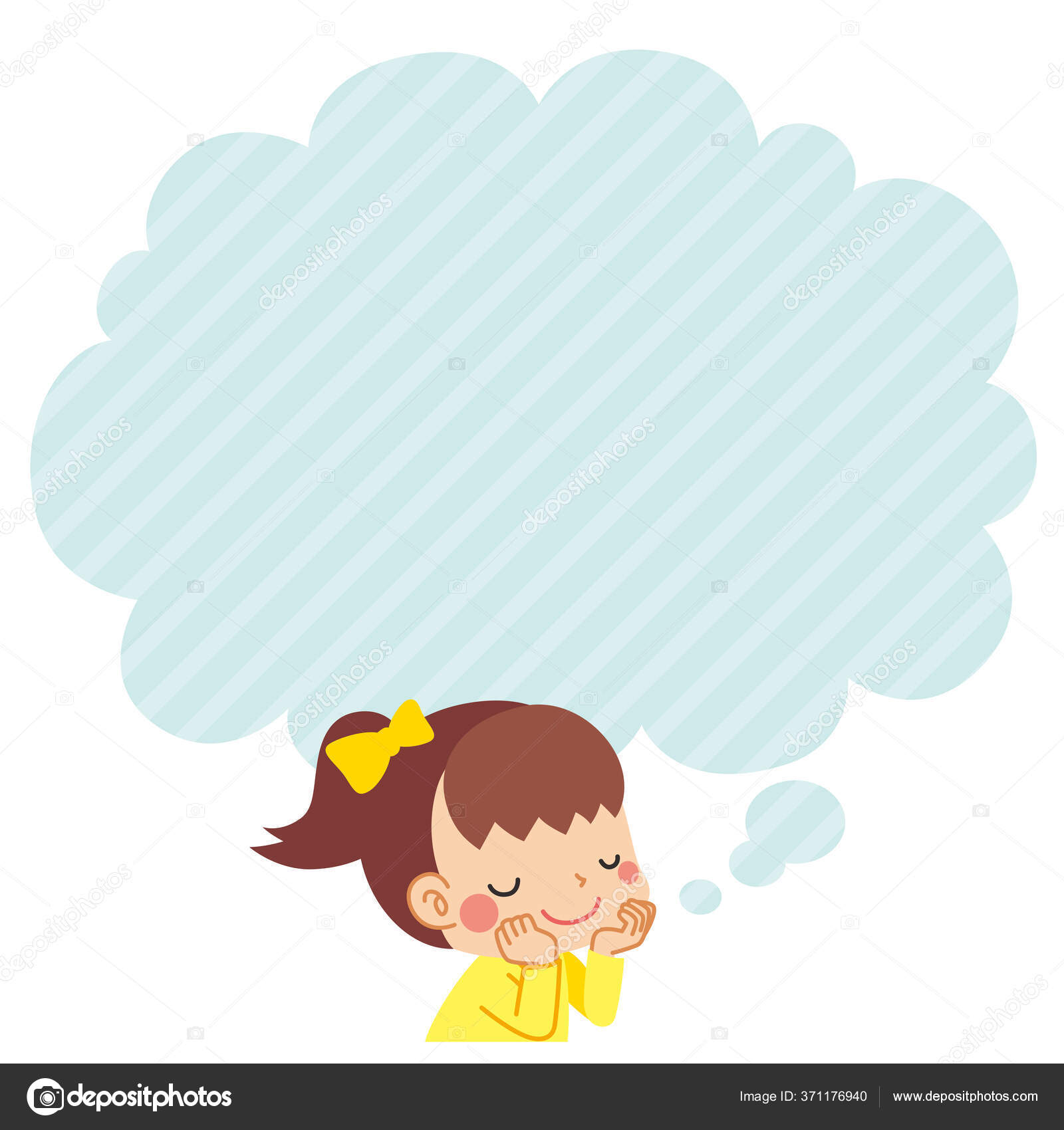 little girl thinking cartoon