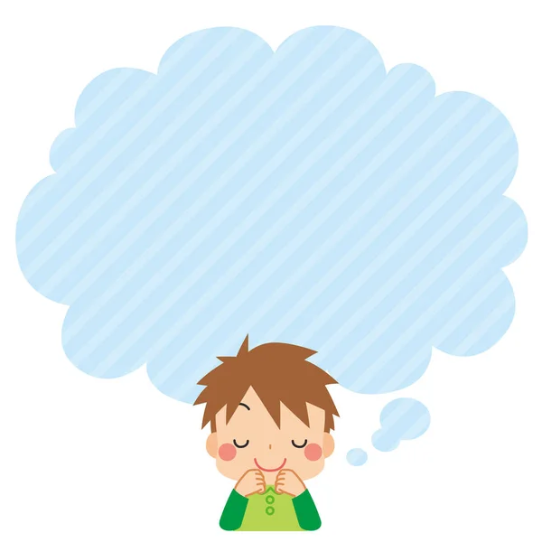 Illustration Little Boy Daydreaming Thought Bubble — Stock Vector