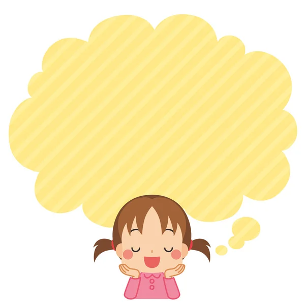 Illustration Little Girl Daydreaming Thought Bubble — Stock Vector