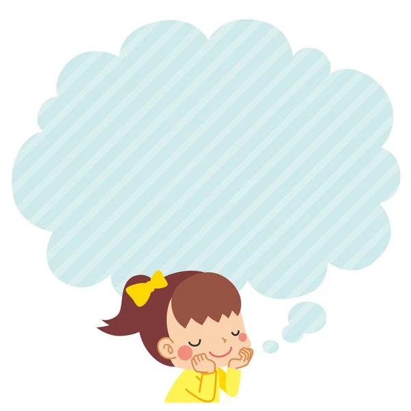 Illustration Little Girl Daydreaming Thought Bubble — Stock Vector