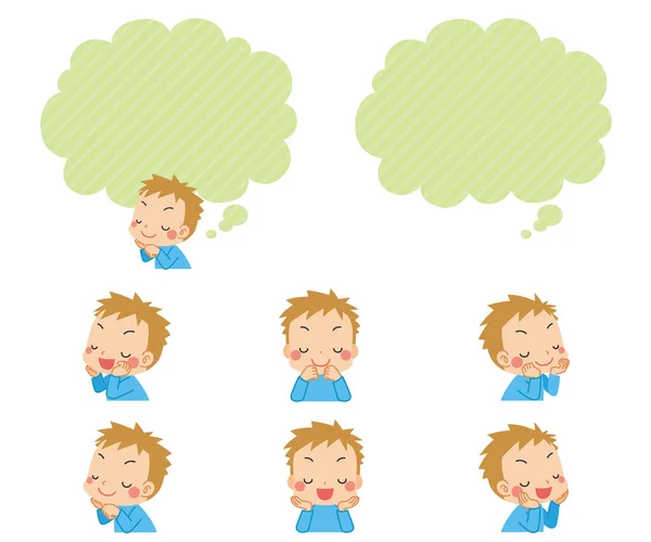 Illustration Little Boy Daydreaming Thought Bubble — Stock Vector