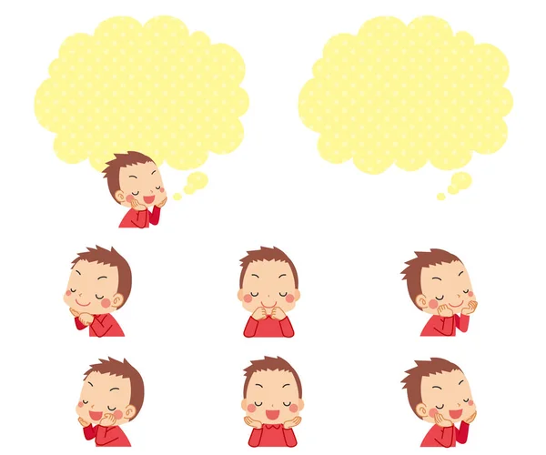 Illustration Little Boy Daydreaming Thought Bubble — Stock Vector