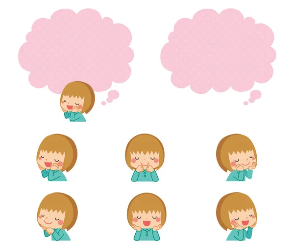 Illustration Little Girl Daydreaming Thought Bubble — Stock Vector