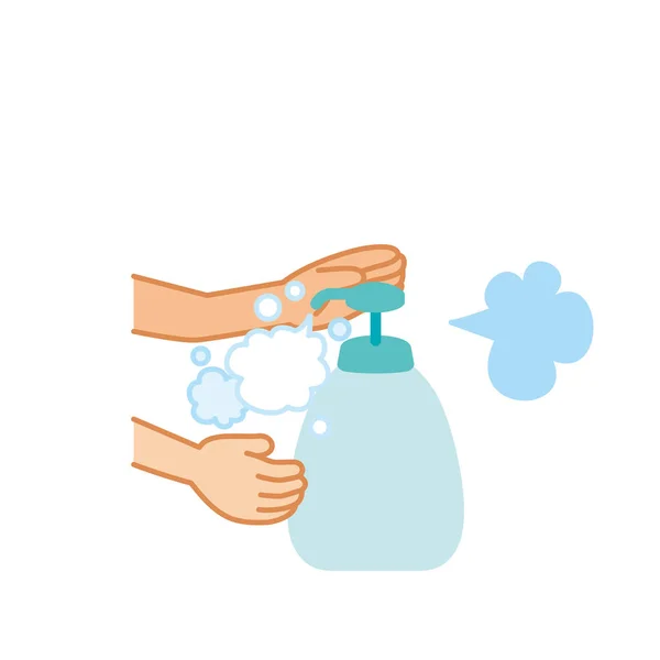 Ilustração Lavar Mãos Com Sabão Mão —  Vetores de Stock