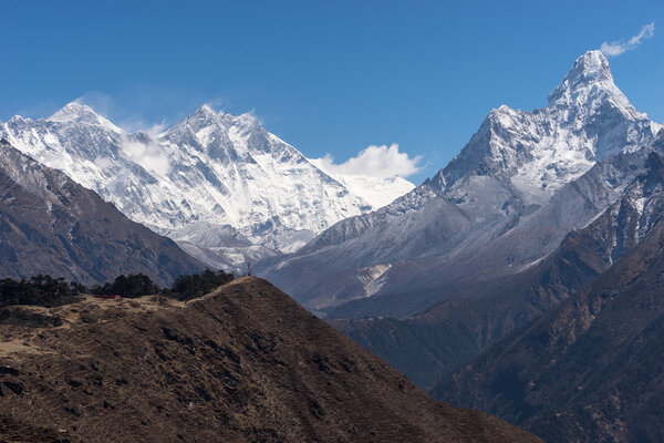 Everest, Lhotse and Ama Dablam mountain peak, Everest region