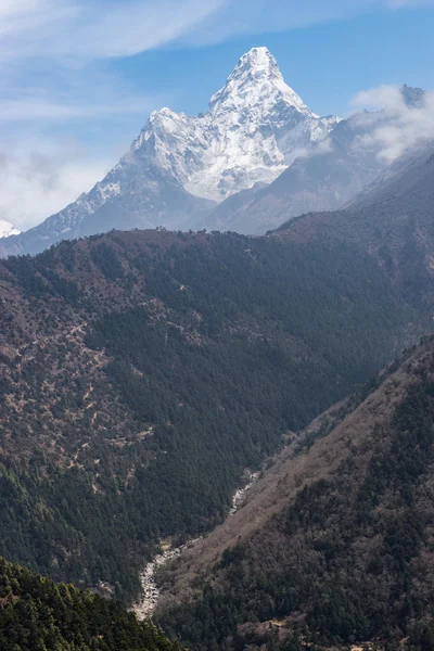 Beautiful Ama Dablam mountain peak above the forest — Stock Photo, Image