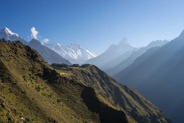 Everest, Lhotse et Ama Dablam vue le matin, Everest regio — Photo