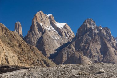 Trango tower cliff and Cathedral tower, K2 trek, Skardu,Gilgit,P clipart