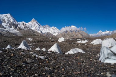 Baltoro buzul Masherbrum nountain arka plan, K2 t ile takılır buz