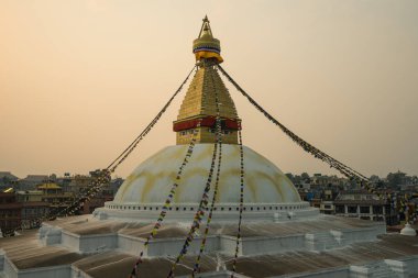Boudhanath stupa, Kathmandu şehir gün batımında, Kathman işareti
