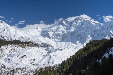 Nanga Parbat mountain massif in winter, Chilas, Gilgit Baltistan clipart