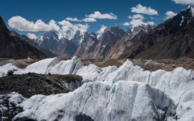 Baltoro glacier landscape with Paiju and Trango family backgroun clipart