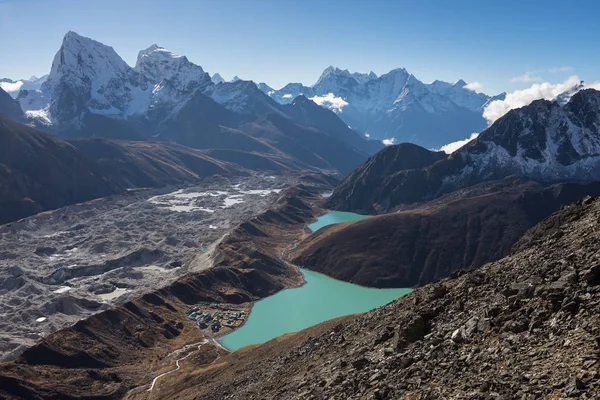 Güzel Himalaya Dağları Gokyo Ri, Ev üst görünümden aralığı