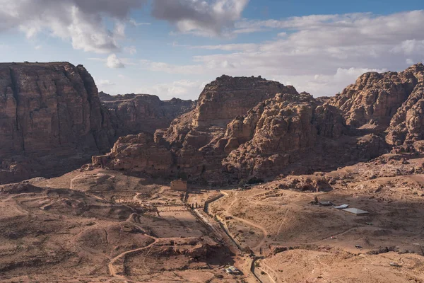 Pohled Shora Zříceninu Petry Starobylé Město Nabatean Jordánsku Arabštině Asii — Stock fotografie