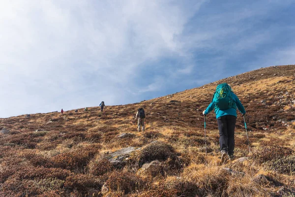 Trekkerler Mera Bölgesinde Nepal Asya Daki Himalaya Sıradağlarında Iklim Değişikliği — Stok fotoğraf