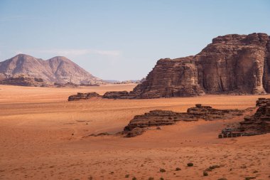 Wadi Rum 'da dağ ve çöl, Ürdün' de ünlü çöl, Arap, Asya