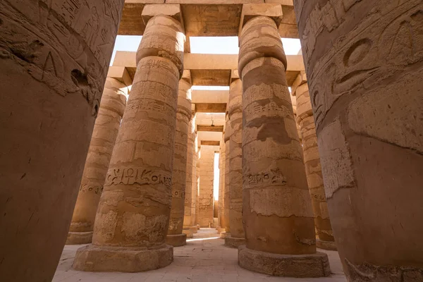Stone column in Karnak temple biggest temple in the world in Luxor city, Upper Egypt, Africa