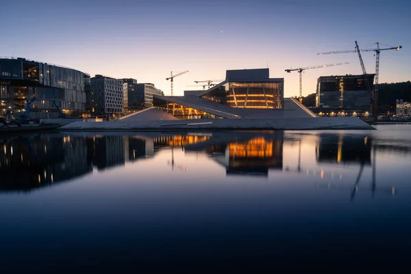 Oslo opera house, landmark of Oslo city in a morning sunrise, Oslo, Scandinavia, Europe