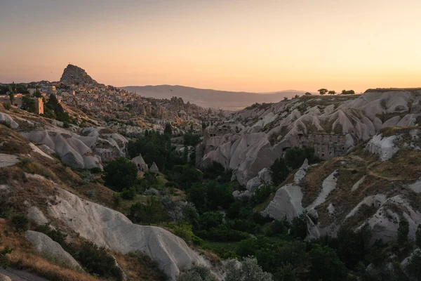 Castillo Uchisar Punto Más Alto Capadocia Amanecer Matutino Anatolia Central — Foto de Stock