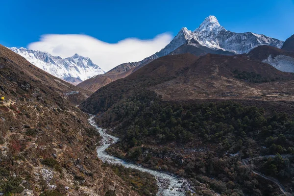 Himalaya Paesaggio Catena Montuosa Nel Campo Base Everest Percorso Trekking — Foto Stock