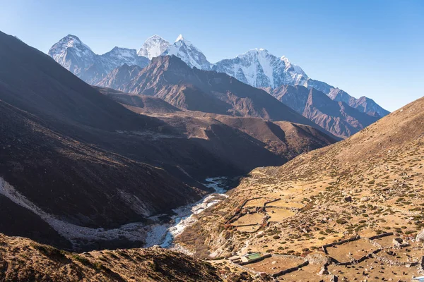 Himalaias Vista Montanha Incluindo Kangtega Thamserku Everest Base Acampamento Trek — Fotografia de Stock