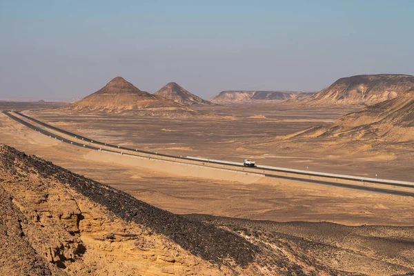 Autopista Desierto Negro Sahara Egipto Central África —  Fotos de Stock