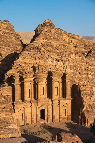 Kolostor Petra Rom Ősi Város Egyike Hét Csodák Világon Jordánia — Stock Fotó