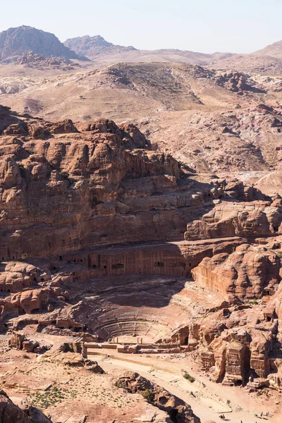 Roman Theather Vista Superior Petra Ruína Cidade Antiga Jordânia Árabe — Fotografia de Stock