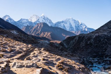 Nepal, Asya 'daki Himalaya sıradağları, Everest ana kampında yürüyüş rotası.