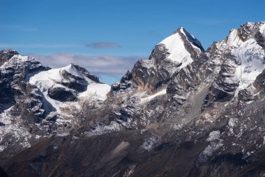 Himalayalar 'daki karlı dağ zirvesi Khare köyü, Mera bölgesi, Nepal, Asya' dan