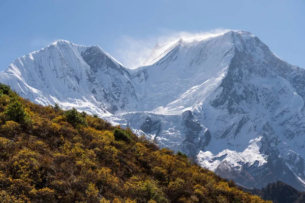 Vrchol Hory Manaslu Osmý Nejvyšší Vrchol Světě Pohoří Himalája Nepálu — Stock fotografie