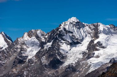 Himalayalar 'daki kar zirvesi Khare köyü, Mera bölgesi, Nepal, Asya' dan