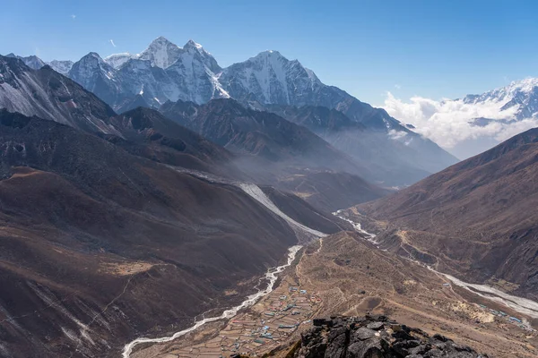 Himalaia Montanhas Paisagem Ponto Vista Dingboche Everest Base Acampamento Trekking — Fotografia de Stock