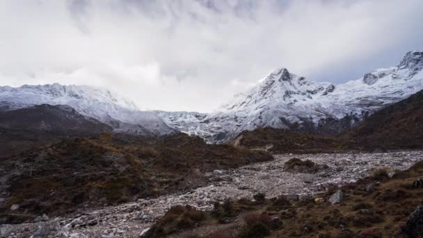 Time Lapse Van Himalaya Bergen Bewolkte Dag Manaslu Circuit Trekking — Stockvideo