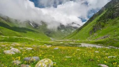 Kara 'nın yaz mevsiminde ya da Hindistan' ın kuzeyindeki Himalaya dağlarında Shimla, Himalaya 'da Pin Bhaba geçidinde yeşil mevsimde zaman aşımı var.