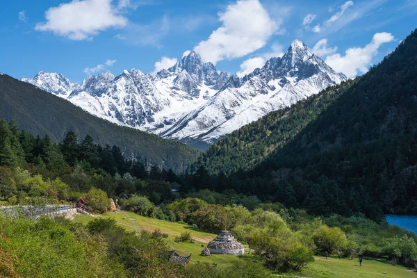 Gongga dağı ve Mugecuo ulusal parkındaki çam ağacı ormanı, Kangding, Himalaya dağları Sichuan, Çin, Asya 'da