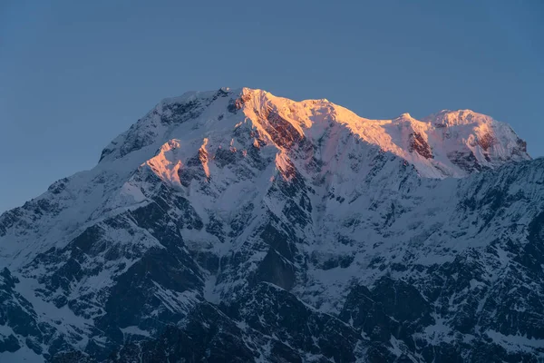 Luz Roja Del Amanecer Mañana Sobre Montaña Sur Annapurna Vista — Foto de Stock