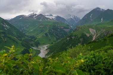 Yaz mevsiminde Gudauri şehrindeki güzel dağlar, Kafkasya dağları, Gürcistan, Avrupa