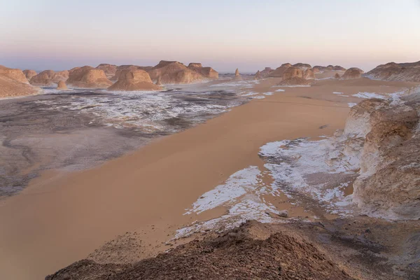 Bela Paisagem Deserto Branco Após Pôr Sol Egito África — Fotografia de Stock