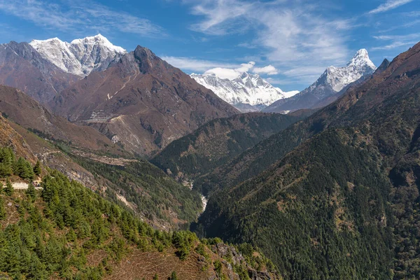 Vackert Landskap Himalaya Berg Inklusive Everest Lhotse Ama Dablam Topp — Stockfoto