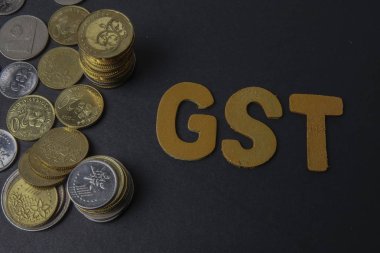 Blackboard ile kelime Gst (hükümet hizmet vergisi) sikkelerinde. İş kavramı