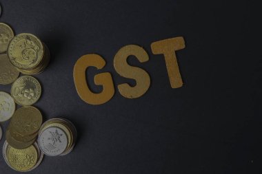 Blackboard ile kelime Gst (hükümet hizmet vergisi) sikkelerinde. İş kavramı