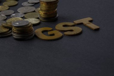 Blackboard ile kelime Gst (hükümet hizmet vergisi) sikkelerinde. İş kavramı
