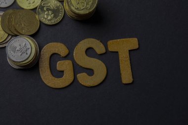 Blackboard ile kelime Gst (hükümet hizmet vergisi) sikkelerinde. İş kavramı