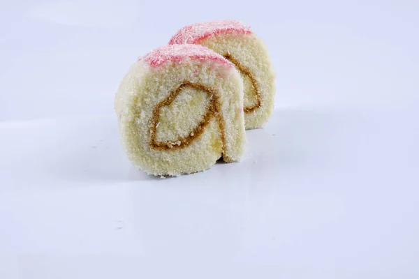 Cake roll. isolated on white.