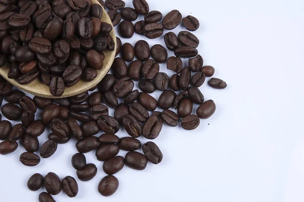 Roasted Coffee Beans Isolated White Background Close — Stock Photo, Image